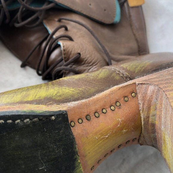 PS Kaufman  Brown Crosswalk Leather Block Heel Lace Up Ankle Boots Size 9.5 - Picture 7 of 7